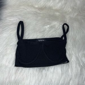 My Outfit Miami Black Ribbed Crop Tank Top